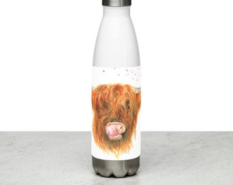 Highland cow bottle, highland cow flask, highland cow tumbler, insulated tumbler, highland cow gift, scotland gift, scottish gift