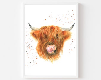 Highland Kuh Druck, Kuh Druck, Kuh druckbar, druckbare Wandkunst, druckbare Kunst, herunterladbare Kunst, Scottish, Schottland, Digitaldrucke