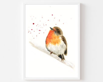 Robin print, robin printable, robin art, bird art, printable wall art, animal prints, printable art, digital prints, robin painting