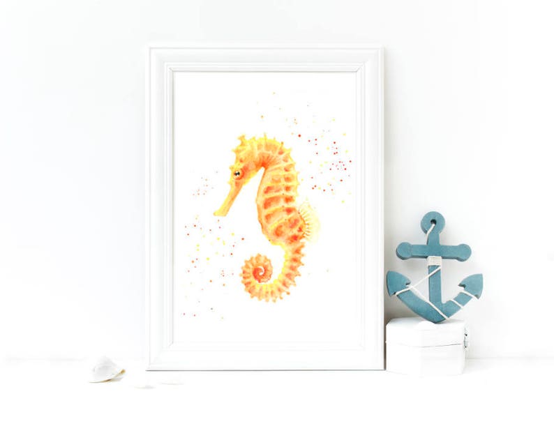 Seahorse Print Seahorse Wall Art Seahorse Art Bathroom Art Etsy