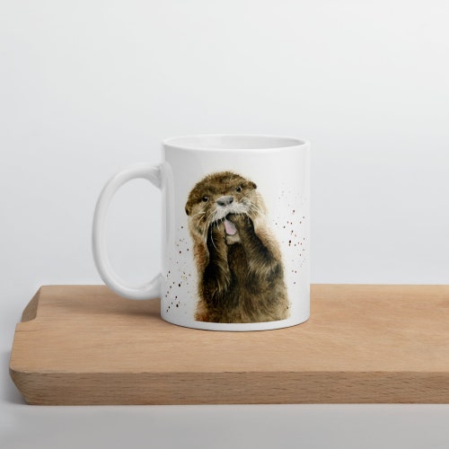 Otter mug, coffee mug, coffee cup, 11oz mug, ceramic mug, otter gift, tea cup, drinkware, kitchenware, cute mug