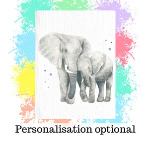 Elefantenkarte, Personalisierte Karte, personalisierte Karte, handgemachte Karte, Geburtstagskarte, neues Baby Karte, Karte für Mama, Grußkarte, Elefant Geschenk