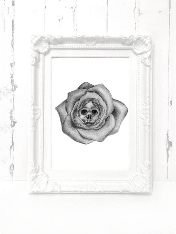 pic Black And White Skull And Rose Drawing Easy black and white skull and rose drawings