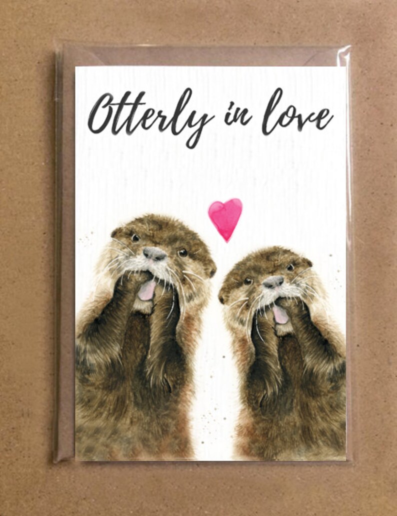 Otter Card Otter Valentines Day Card Significant Otter Etsy