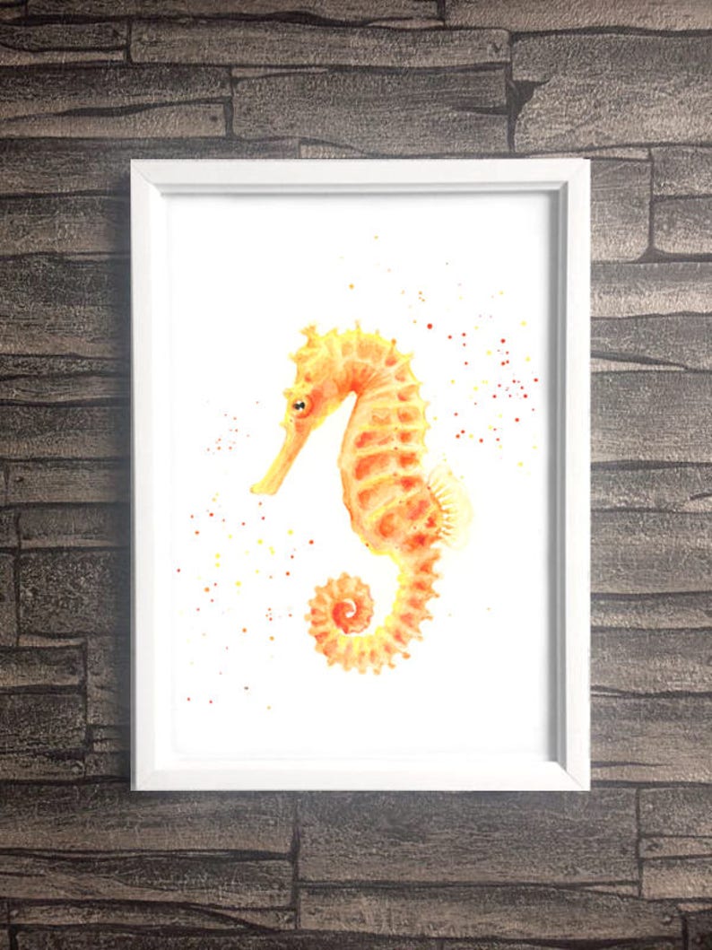 Seahorse Print Seahorse Wall Art Seahorse Art Bathroom Art Etsy