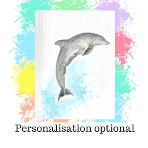 Delfin Karte, Geburtstagskarte, Delfin Geschenk, unter dem Meer Karte, Meeresleben Karte, handgemachte Karte, Grußkarte, personalisierte Karte, Spezialanfertigung
