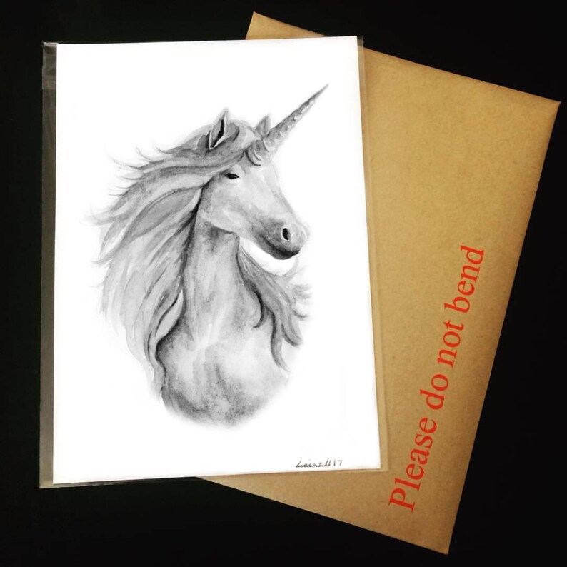 Unicorn gift unicorn print unicorn birthday gift grey | Etsy