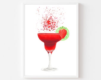 cocktail art print, cocktail poster, cocktail sign, bar cart art print, bar decor, cocktail wall art, kitchen wall art, kitchen print