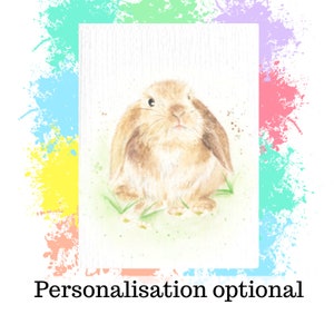 Rabbit card, bunny card, birthday card, custom card, handmade card, greeting card, rabbit gift, personalised card