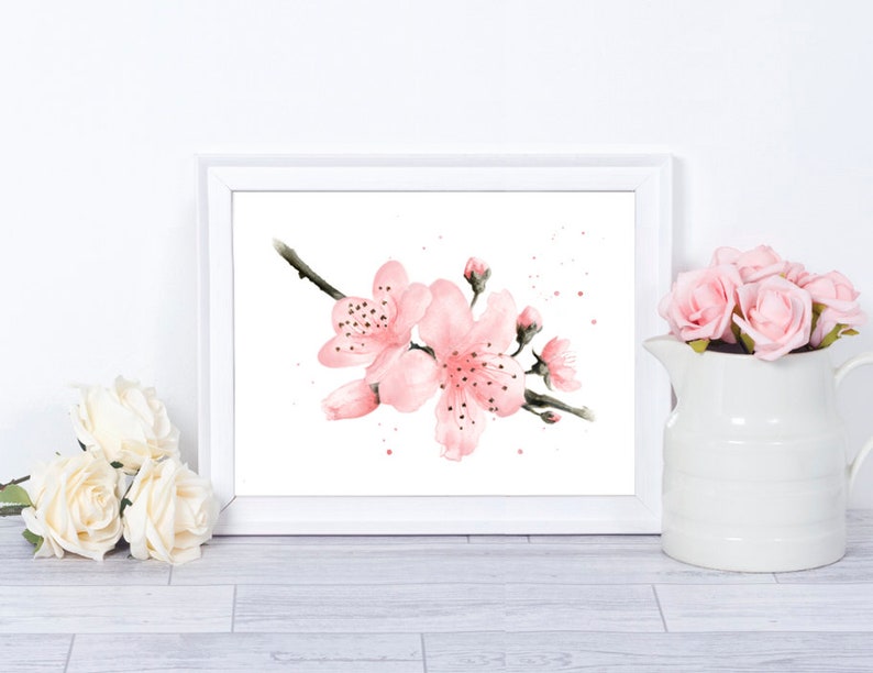 Cherry blossom print cherry blossom art pink cherry blossom Etsy