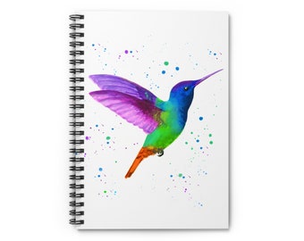 Hummingbird notebook, hummingbird journal, hummingbird notepad, bird stationery, hummingbird diary, A5 spiral notebook, lined notebook