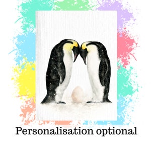 Penguin card, baby shower card, new baby card, custom card, handmade card, personalised card, greeting card, penguin gift