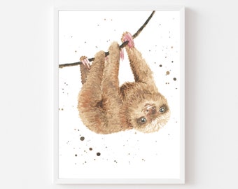 Sloth print, sloth art, sloth printable, printable wall art, printable art, downloadable art, digital prints, animal prints, sloth wall art