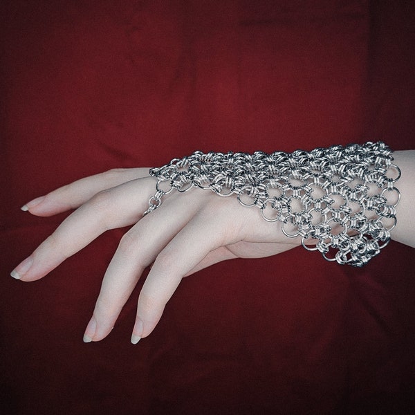 Chain mail hand bracelet
