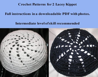 Crochet Patterns for Two Lacey Kippot - instant download