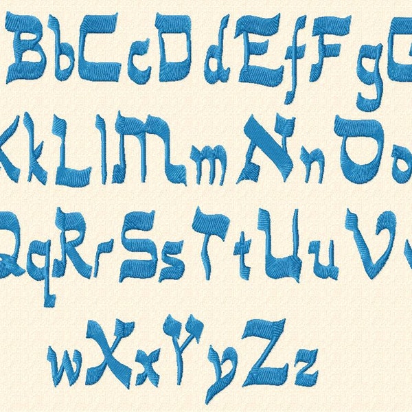 Machine Embroidery Font - English that looks like Hebrew - 2 Sizes - 9 Formats INCLUDING BX - Instant Download