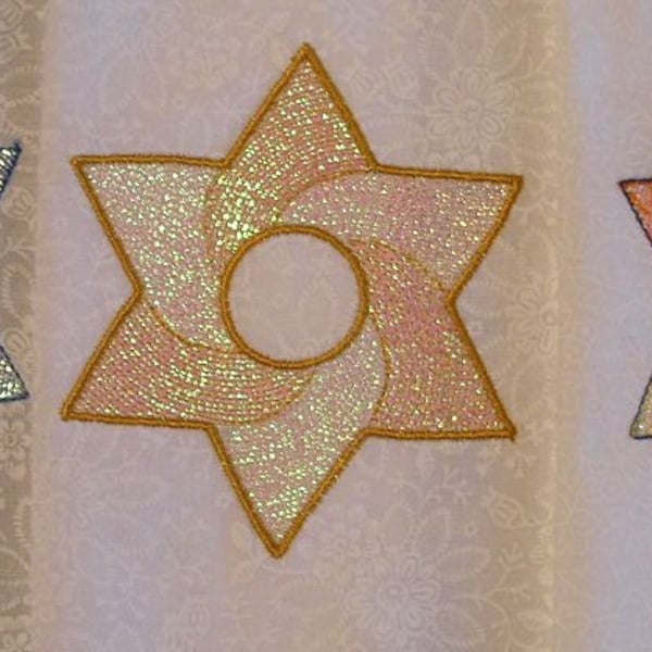 Mylar Star of David Machine Embroidery Design: Two Versions (Instant Download)