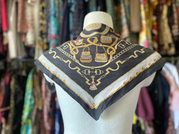 Vintage hunting silk scarf - Gem