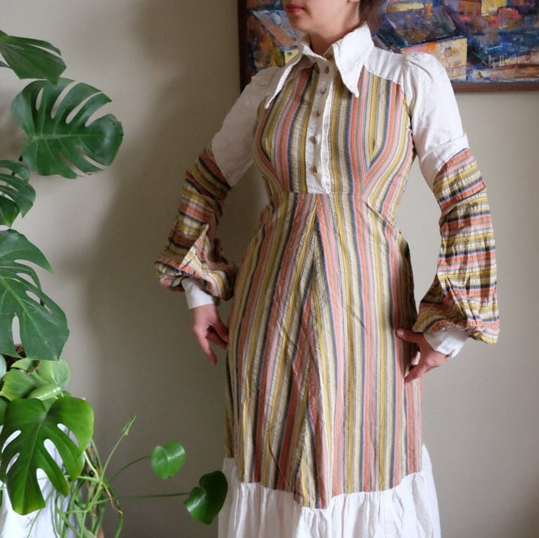 Rare Ann Reeves & Co Rare 70s Vintage Maxi Dress Patchwork Striped ...