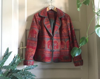 Vintage tapestry jacket Arabic pattern long sleeve blazer l