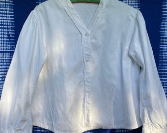 Victorian white cotton blouse with Monogram L F medium large