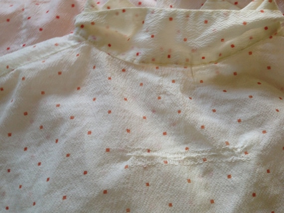 SALE Vintage 50s white blouse with red squares sh… - image 7