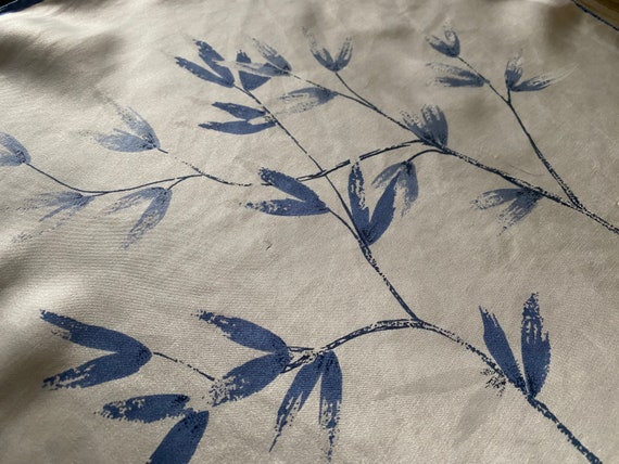 Vintage 70s silk scarf white and blue watercolor … - image 10