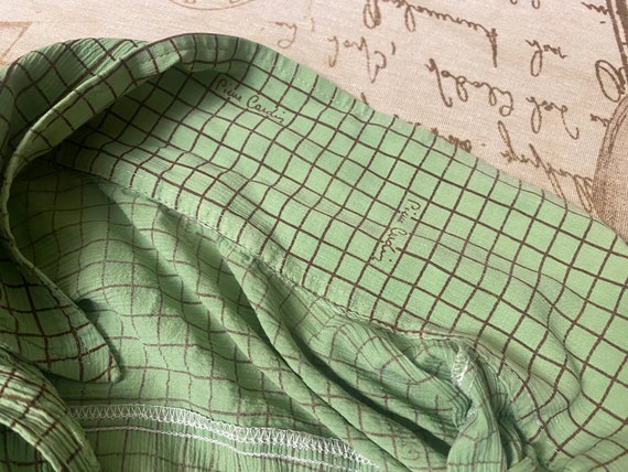 SALE Vintage 80s 90s green madras print shirt wit… - image 7