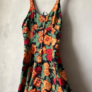 Vintage floral maxi dress sleeveless button down summer dress small medium