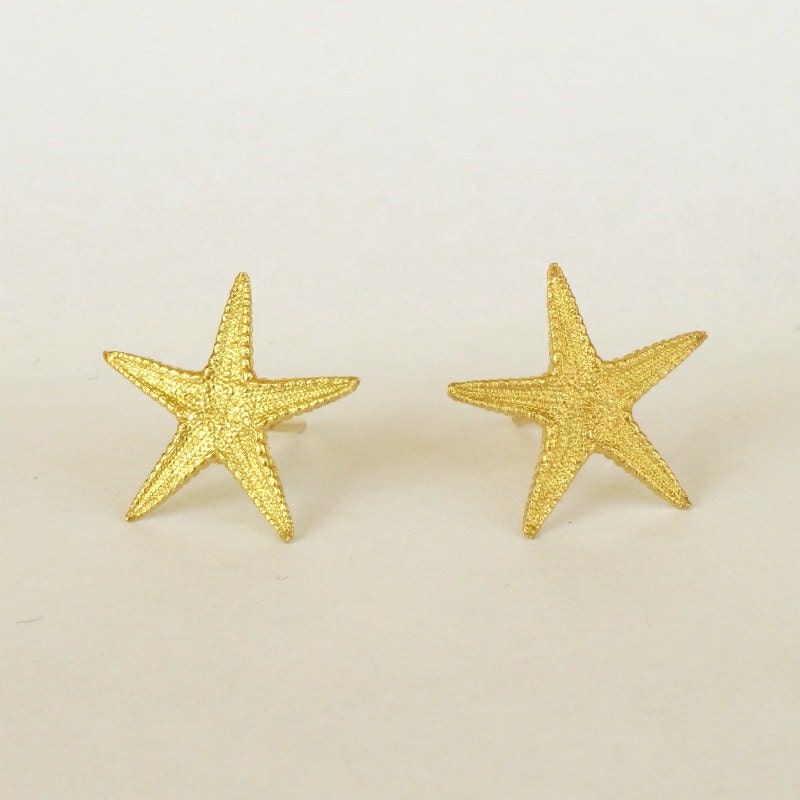 Starfish stud earrings in 18k gold 18k solid yellow gold | Etsy
