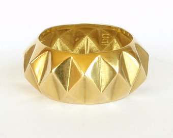 Geometrische gouden ring – 14k gebeeldhouwde driehoekenring – eigentijdse gouden ring van 14k massief goud