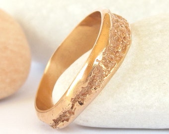 14k Rose Gold Organic ring - Small Creek ring in 14k solid gold - Women's Rustic ring