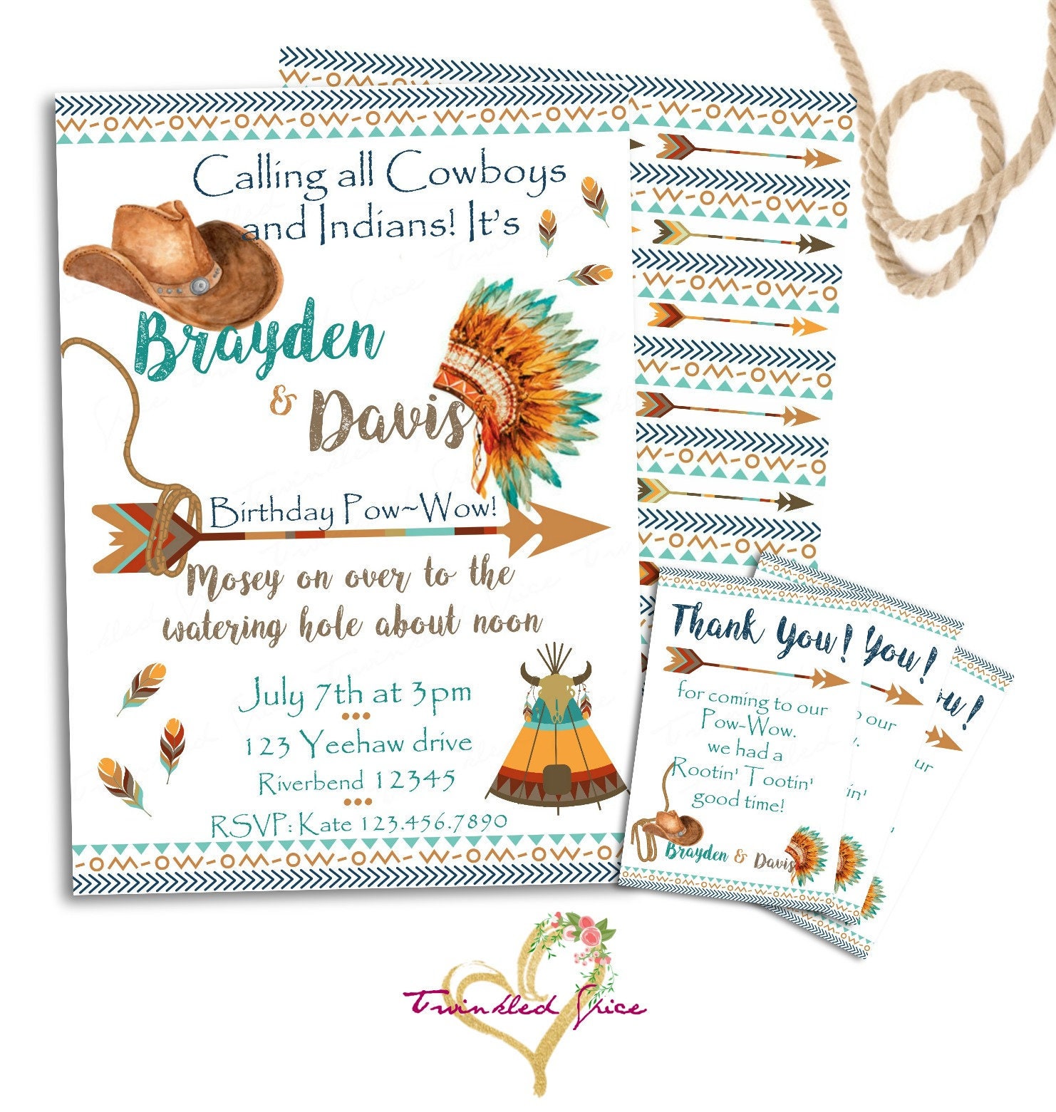 Indians &amp; Cowboys Party Invitation Printables - Etsy