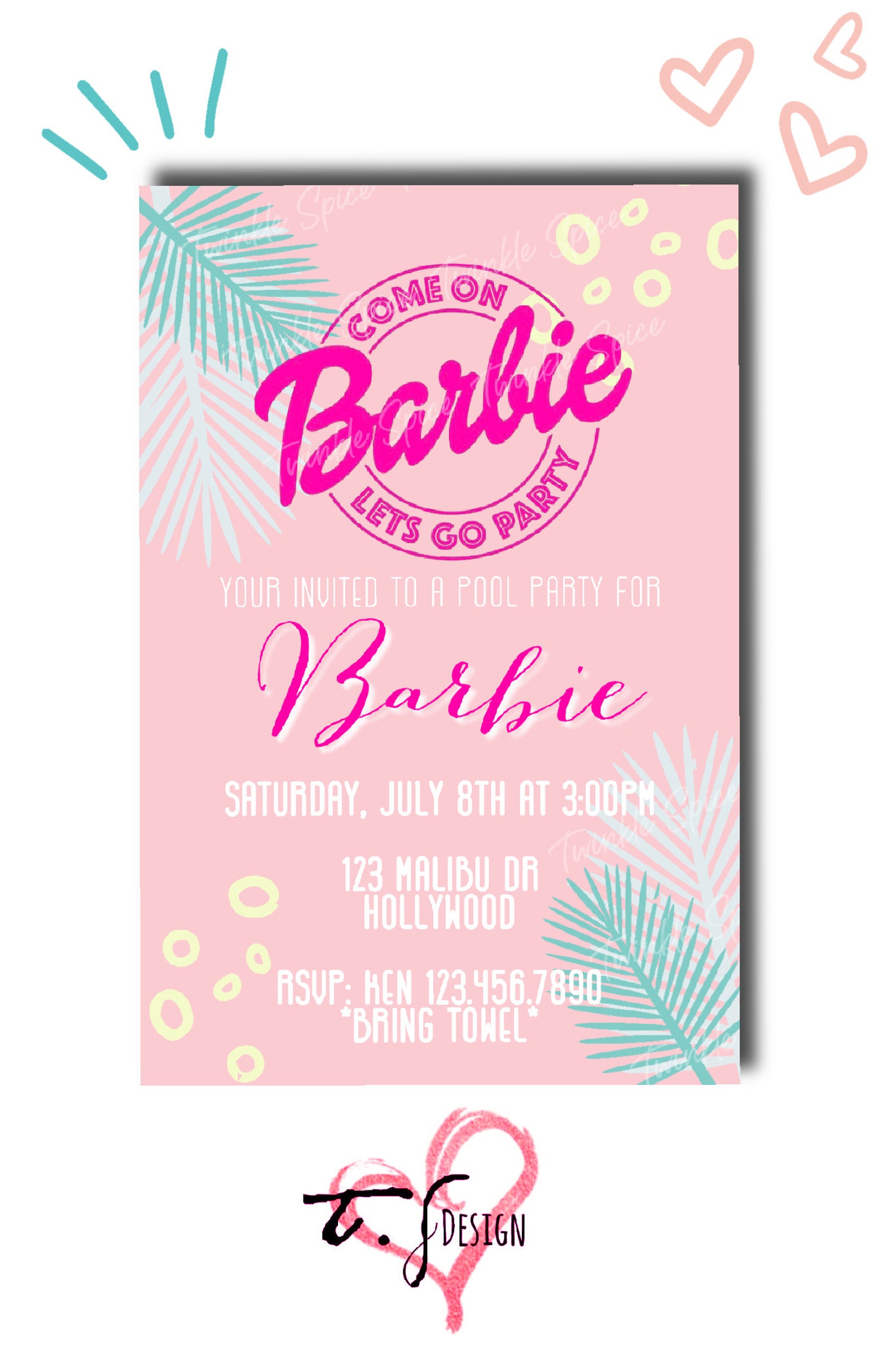 Doll Birthday Party Invitation Printables - Etsy