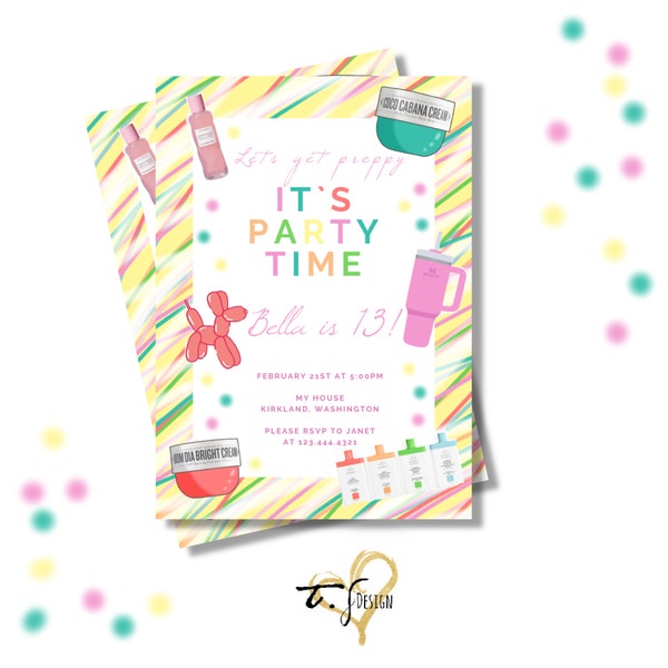 Preppy party invitation printables