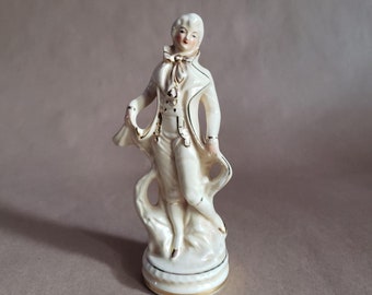 Vintage Ceramic Figurine Male Cream Gold