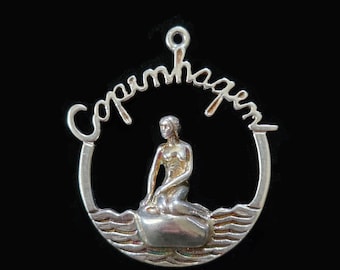 Sterling Silver Charm Pendant COPENHAGEN Little Mermaid Large
