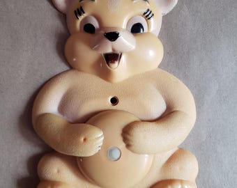 PUFFY The Bear Vintage Plastic Light Switch Cover Plate Falcon Plastics Moveable!