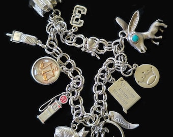 Classic Vintage CHARM BRACELET Sterling Silver 925 7" Dainty