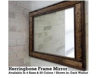 Dark Wood Mirror Etsy