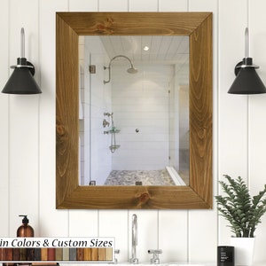 Vintage-Inspired Shiplap Reclaimed Styled Wood Vanity Mirror - Rustic Bathroom Decor