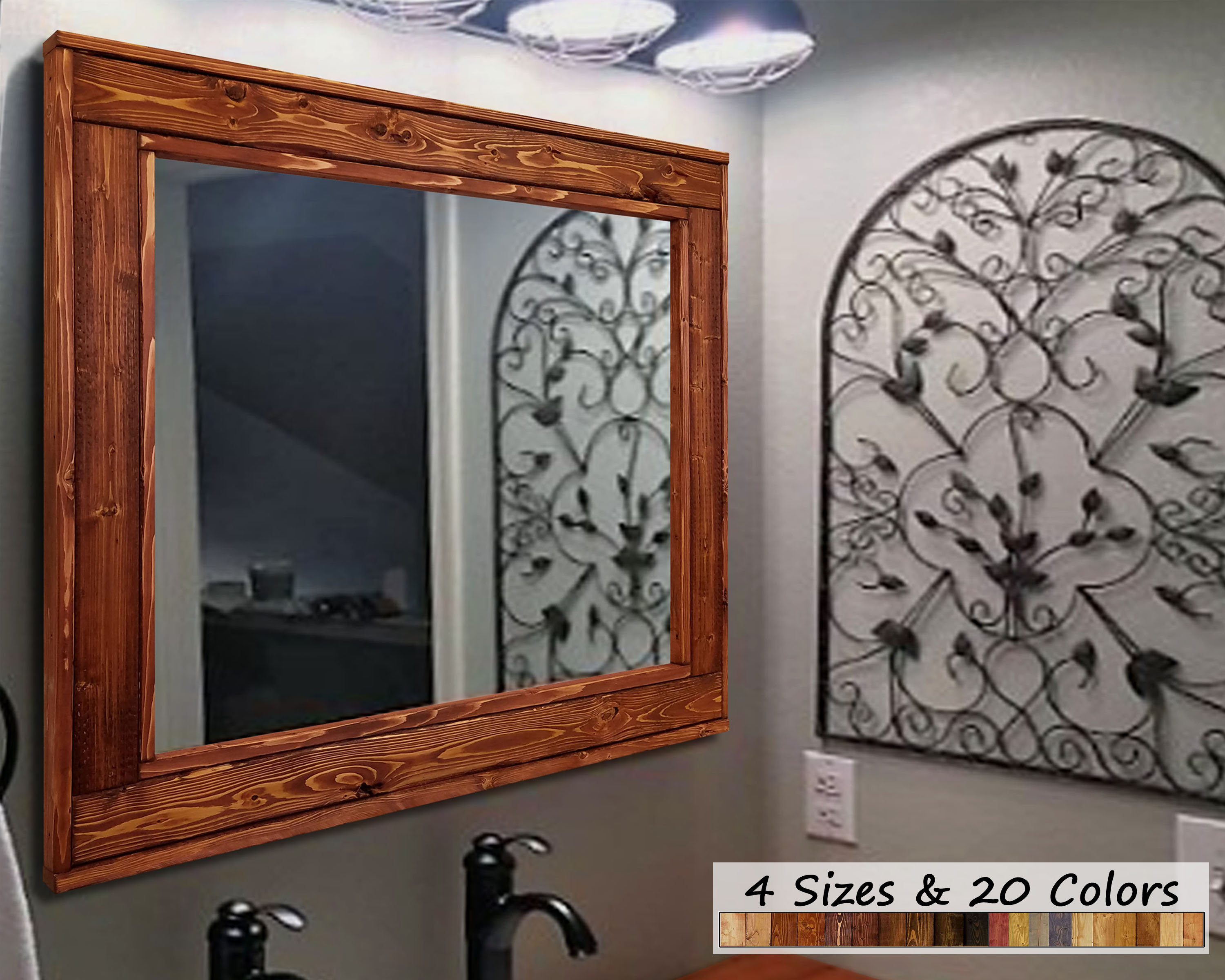 Large Framed Herringbone Reclaimed Wood Mirror Vanity Large Framed Herringbone Reclaimed Wood, Red Framed Bathroom Mirror