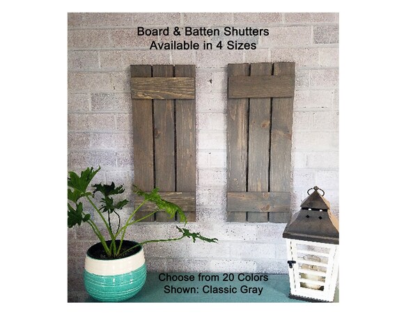 Pair Of Decorative Interior Board N Batten Style Shutters 20 Colors Classic Gray Available In 4 Sizes 40 34 28 22 Rustic Decor
