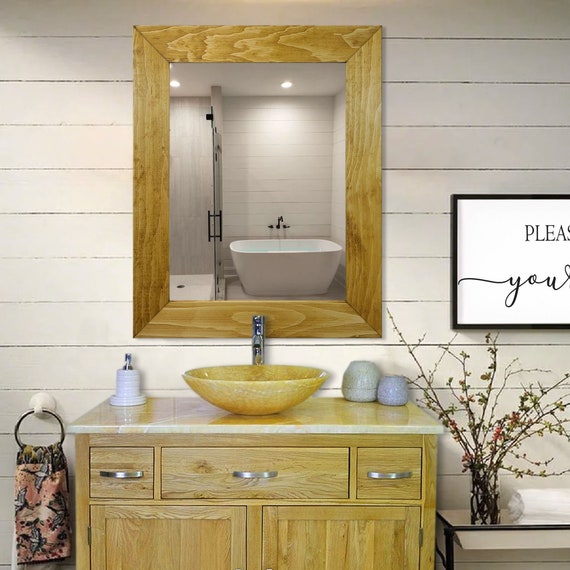  Armario de espejo de tocador de pared para baño, armario de  espejo de tocador de baño, armario de una sola puerta de roble montado en  la pared (color : madera, tamaño