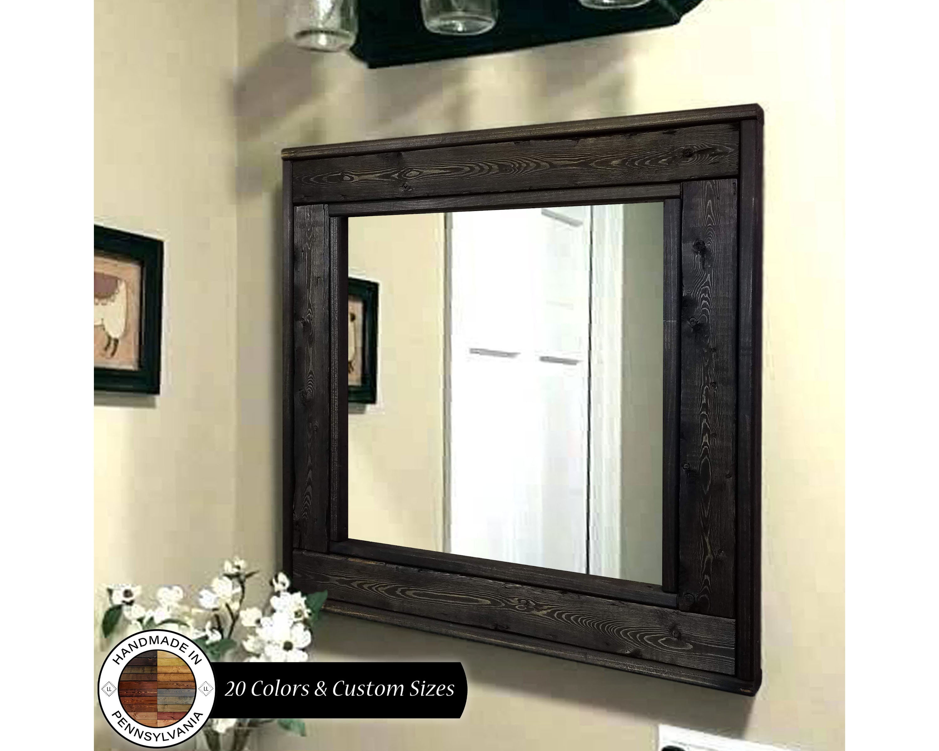 CUSTOM SIZE Made to Order Herringbone Handmade Wood Framed Mirror Made to  Order Custom Size 20 Paint Colors Custom Made Mirror 