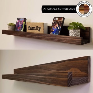 Farmhouse Rustic Wooden Picture Ledge Shelf – Floating Shelf, Rustic Shelf, Open Shelving, Nursery Shelf, Floating Shelves - Lane of Lenore