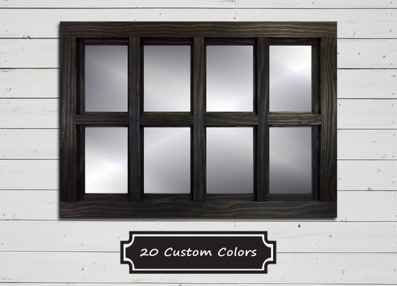 Farmhouse 8 Pane Large Framed Mirror Window Frame Wall Decor Etsy
