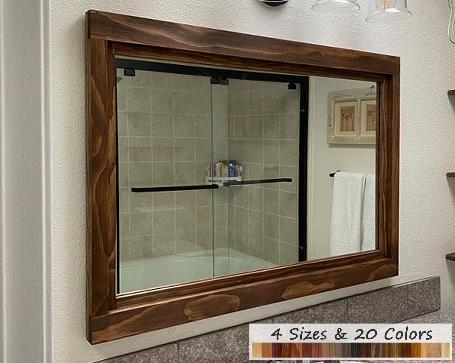 Farmhouse Framed Wall Mirror 20 Stain Colors Large Mirror Etsy