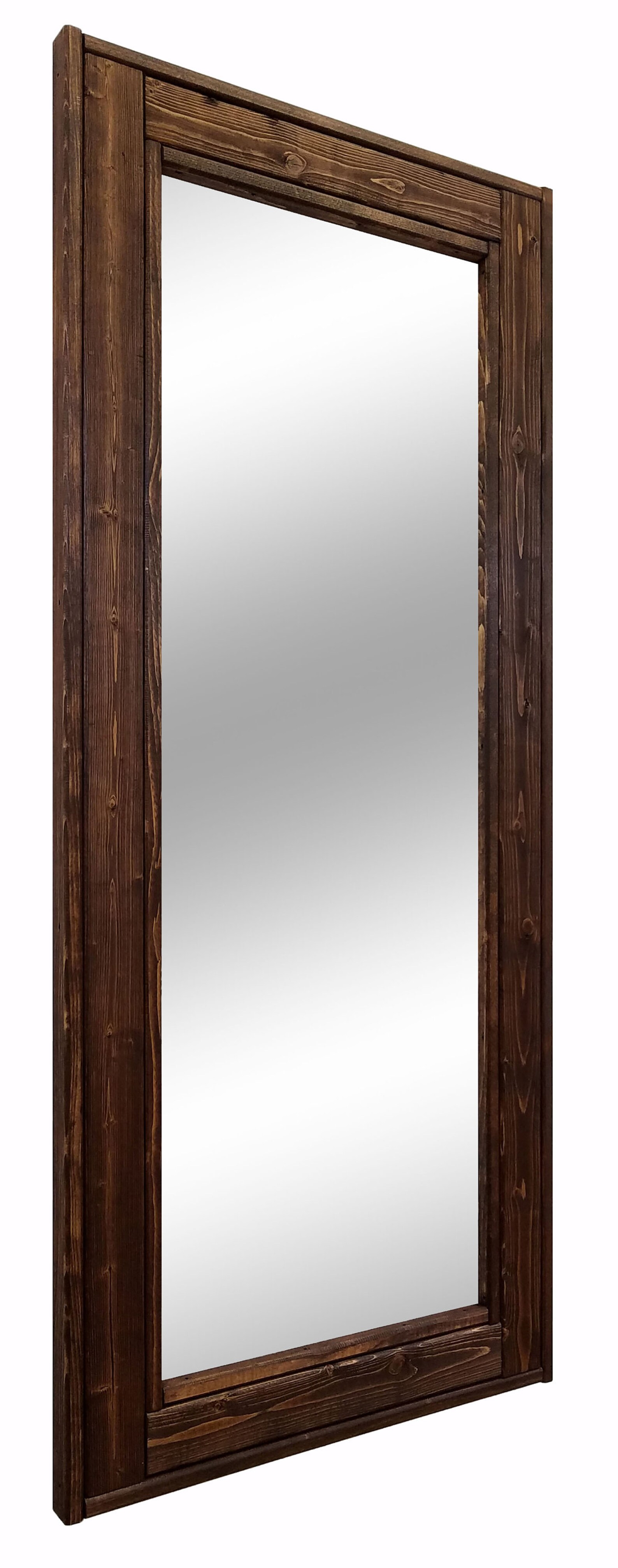 Herringbone Floor Mirror Full Length Floor Decorative Rustic Wood Frame
