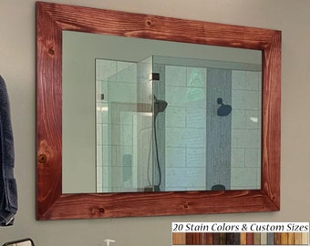 Shiplap Reclaimed Styled Wood Framed Mirror, 20 Stain Colors - Modern Rustic Wood Mirror, Large Vanity Mirror, Bathroom Mirror Wall Decor